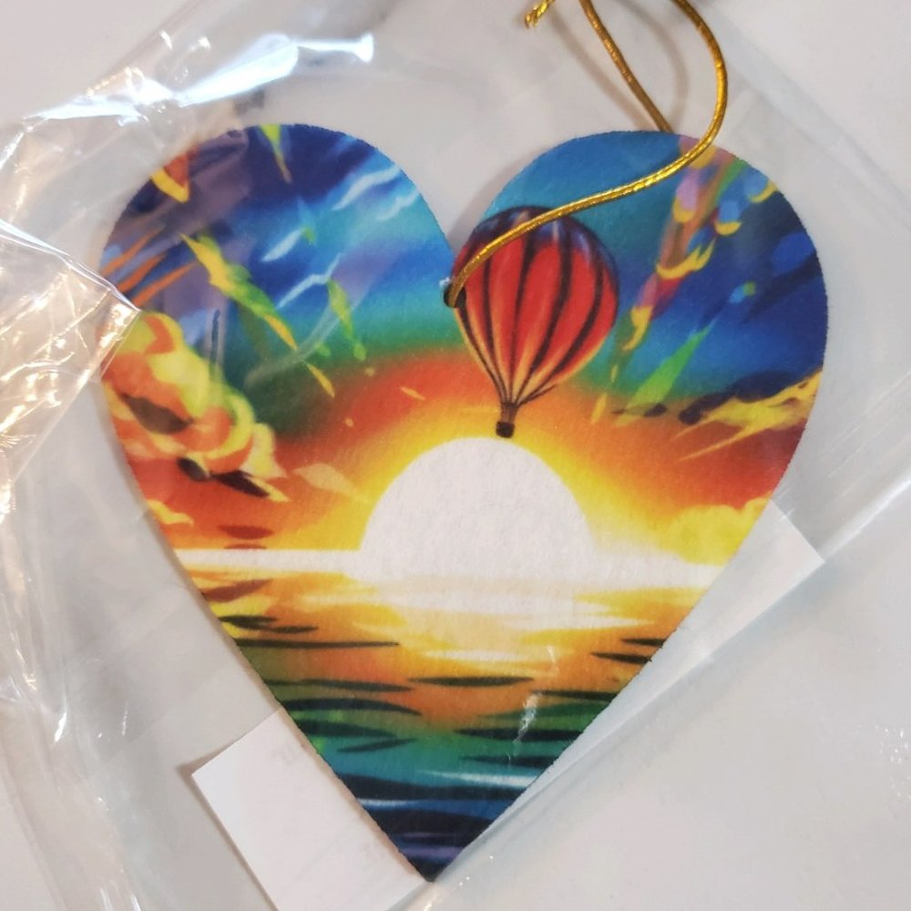 Hot Air Balloon at Sunset Heart Shaped Air Freshener